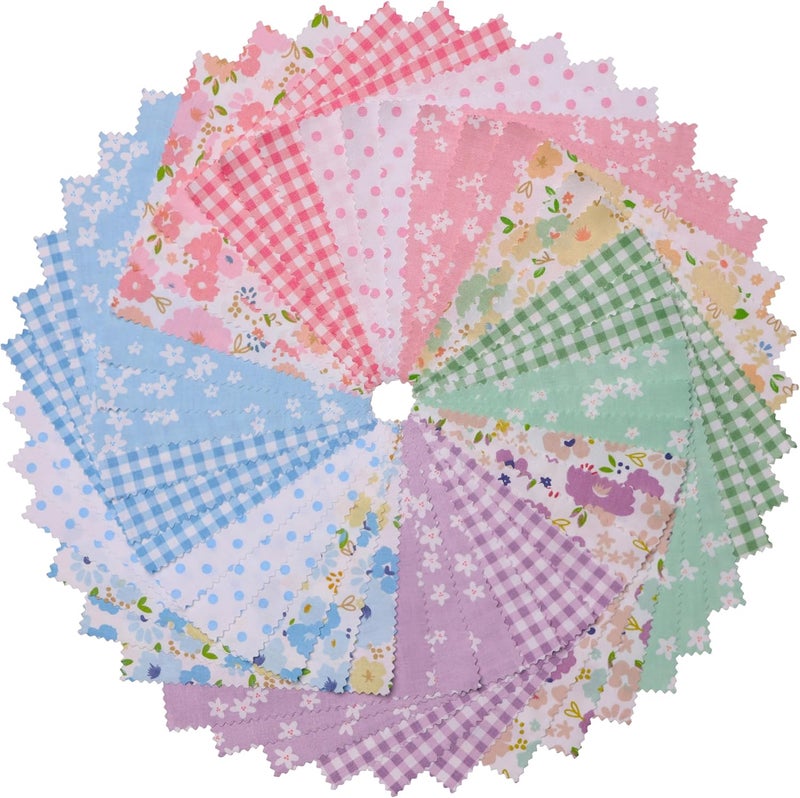 Hanjunzhao 42 Pcs Layer Cake Fabric for Quilting 10 inch - Layer Cakes 10 inch Squares for Quilting - Fabric Squares 10x10-10" Cotton Material for Sewing - Sweet Garden - Image 1